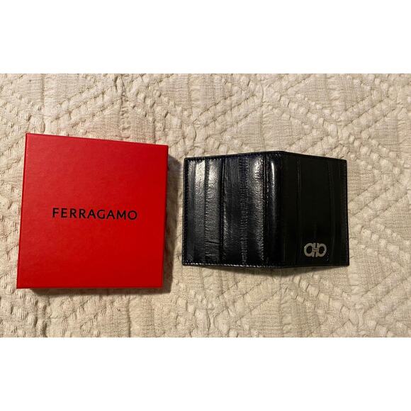 Salvatore Ferragamo Mens Card Holder Fold New - black - Picture 1 of 7